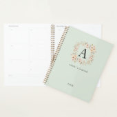Aangepaste Boho Bloemige Monogram Groene Planner (Display)