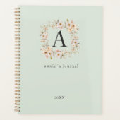 Aangepaste Boho Bloemige Monogram Groene Planner (Voorkant)