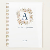 Aangepaste Boho Bloemige Monogram Wit Planner (Voorkant)