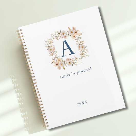 Aangepaste Boho Bloemige Monogram Wit Planner