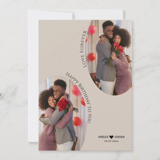 Aangepaste Boho Boog Verjaardag Twee Foto Vakantie Feestdagenkaart (Voorkant)