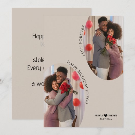 Aangepaste Boho Boog Verjaardag Twee Foto Vakantie Feestdagenkaart (Voorkant / Achterkant)