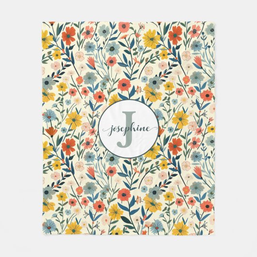 Aangepaste Boho Botanische Bloementuin Fleece Deke (Voorkant)