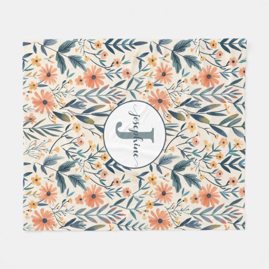 Aangepaste Boho Botanische Bloementuin Fleece Deke Deken (Voorkant (Horizontaal))