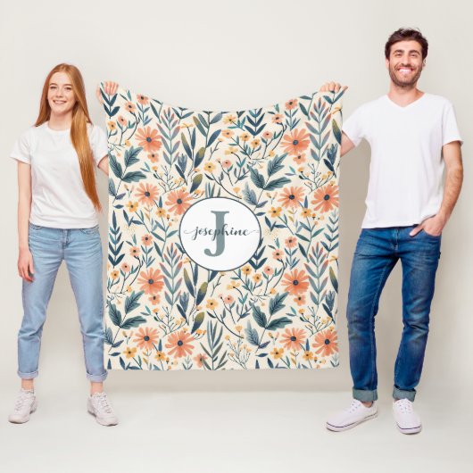 Aangepaste Boho Botanische Bloementuin Fleece Deke Deken (In situ)