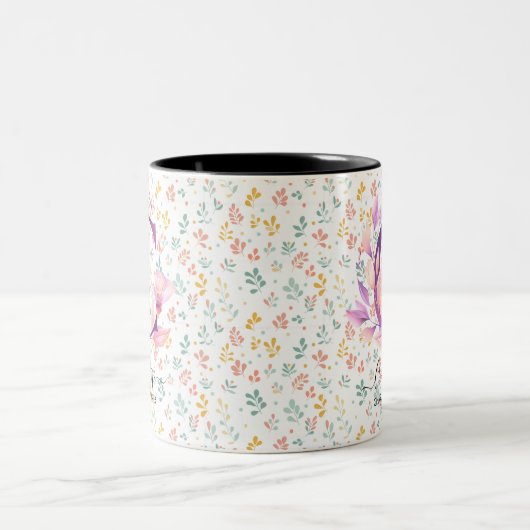 Aangepaste Boho Chic Floral Monogram Mok - C (Center)