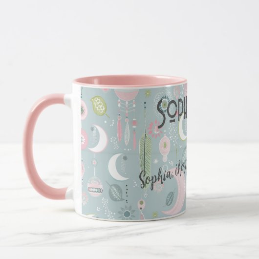 Aangepaste Boho Chic Mok met Dromerige Hemelontwer (Links)