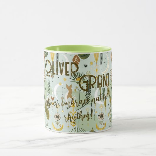 Aangepaste Boho Chic Natuur Mok - Gepersonaliseerd (Midden)