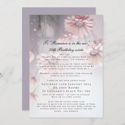 Aangepaste Boho Dreamy Pink Daisy verjaardagsuitno Kaart (Voorkant / Achterkant)