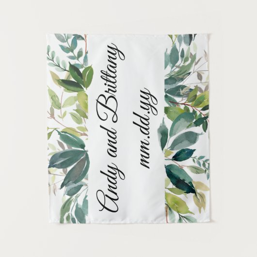 Aangepaste Boho Fall Wedding Receptie Photo Booth Wandkleed (Voorkant)