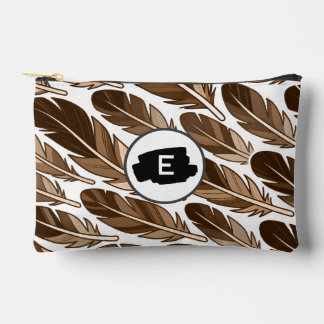 Aangepaste Boho Feather Monogram Kleine Accessoire Etui