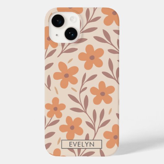 Aangepaste Boho Floral Delicate Peach Cream Schatt Case-Mate iPhone Case (Achterkant)