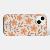 Aangepaste Boho Floral Delicate Peach Cream Schatt iPhone Hoesje (Achterkant horizontaal)