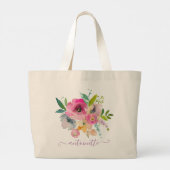 Aangepaste Boho Floral Waterverf Canvas tas (Achterkant)