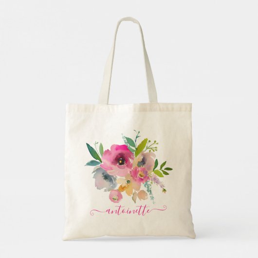 Aangepaste Boho Floral-Waterverf Tote Bag (Achterkant)