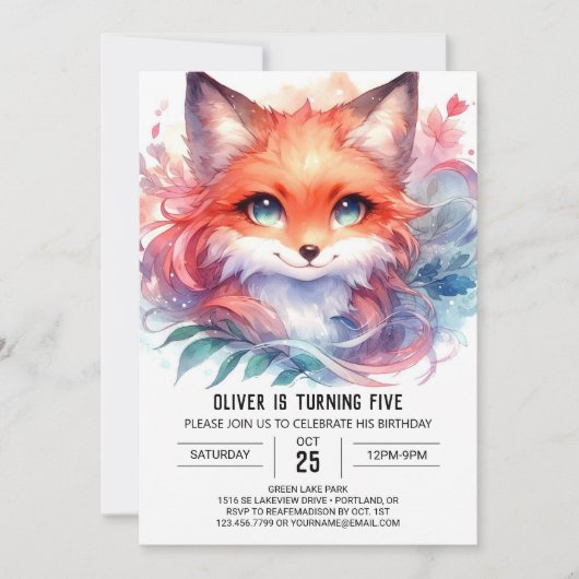 Aangepaste Boho Fox Verjaardag Kaart (Voorkant)