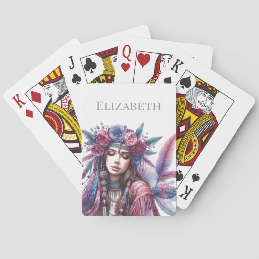 Aangepaste boho gepersonaliseerd pokerkaarten (Achterkant)