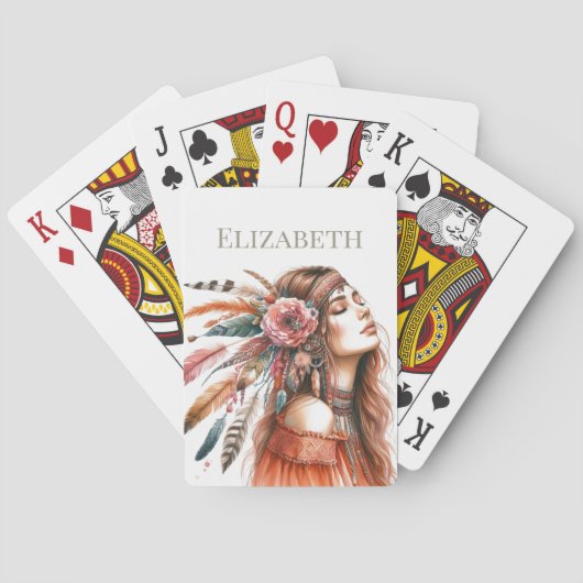 Aangepaste boho gepersonaliseerd pokerkaarten (Achterkant)