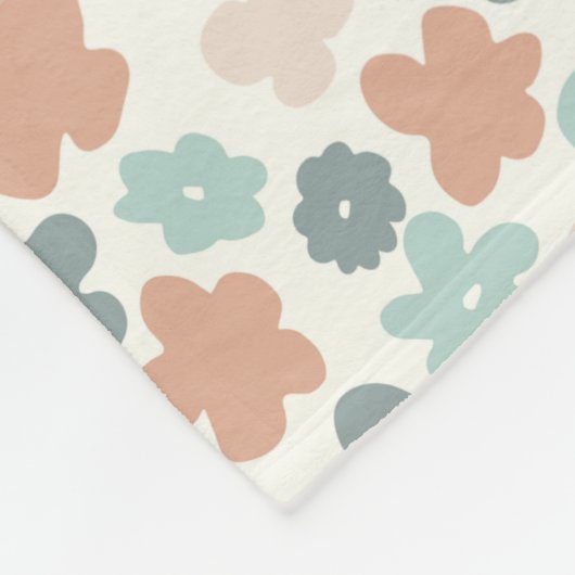 Aangepaste Boho Green Peach Floral Fleece Deken (Hoek)