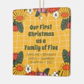 Aangepaste Boho Groovy Eerste Kerstmis Familie van Keramisch Ornament (Links)