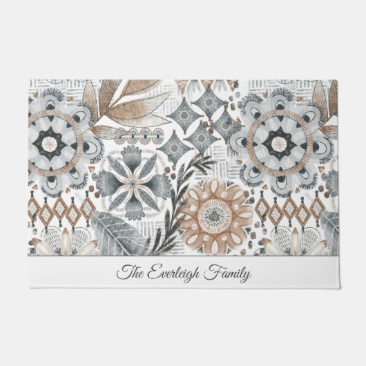Aangepaste Boho Herfst familienaam Deurmat (Voorkant)