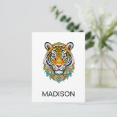 Aangepaste Boho Hippie Bloem Jaar van de Tijger  Briefkaart (Staand voorkant)