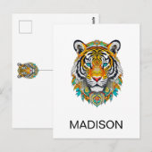 Aangepaste Boho Hippie Bloem Jaar van de Tijger  Briefkaart (Voorkant / Achterkant)
