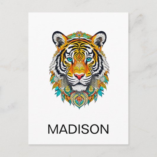 Aangepaste Boho Hippie Bloem Jaar van de Tijger  Briefkaart (Voorkant)