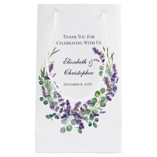 Aangepaste Boho Lavendel Eucalyptus Bruiloft Klein Cadeauzakje (Voorkant)