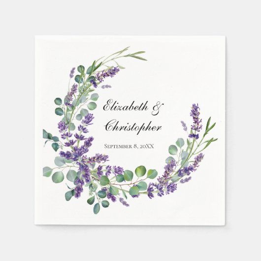 Aangepaste Boho Lavendel Eucalyptus Bruiloft Servet (Voorkant)