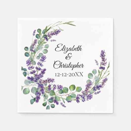 Aangepaste Boho Lavendel Eucalyptus Bruiloft Servet (Voorkant)