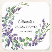 Aangepaste Boho Lavendel Eucalyptus Bruiloftsborre Kartonnen Onderzetters (Voorkant)