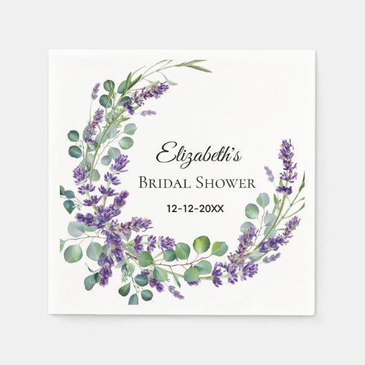 Aangepaste Boho Lavendel Eucalyptus Bruiloftsborre Servet (Voorkant)