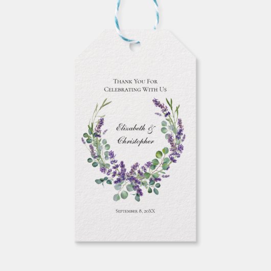 Aangepaste Boho Lavender Eucalyptus Weddenschap Cadeaulabel (Achterkant)