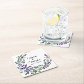 Aangepaste Boho Lavender Eucalyptus Weddenschap Kartonnen Onderzetters (Insitu)