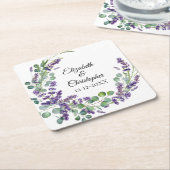 Aangepaste Boho Lavender Eucalyptus Weddenschap Kartonnen Onderzetters (Schuin)