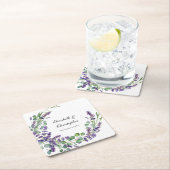 Aangepaste Boho Lavender Eucalyptus Weddenschap Kartonnen Onderzetters (Insitu)