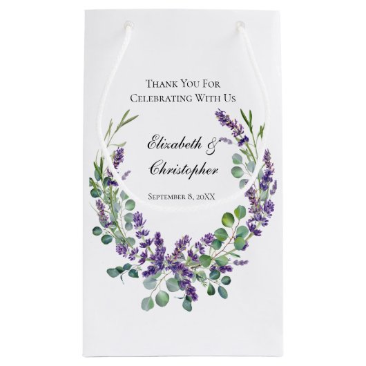 Aangepaste Boho Lavender Eucalyptus Weddenschap Klein Cadeauzakje (Achterkant)