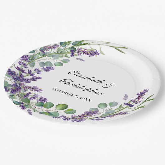 Aangepaste Boho Lavender Eucalyptus Weddenschap Papieren Bordje (Gekanteld)