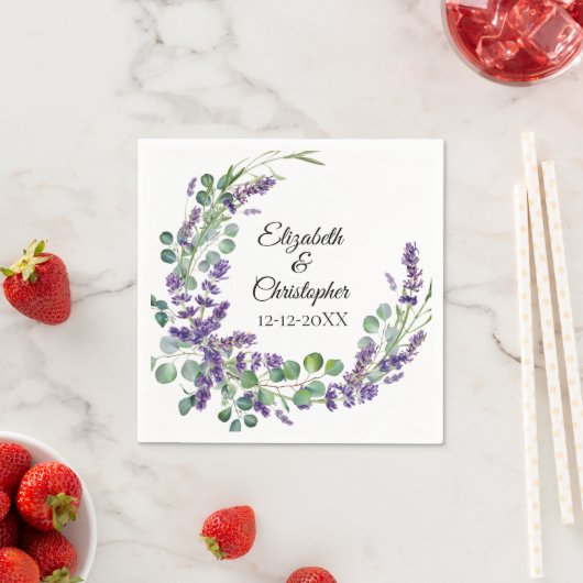 Aangepaste Boho Lavender Eucalyptus Weddenschap Servet (Insitu)