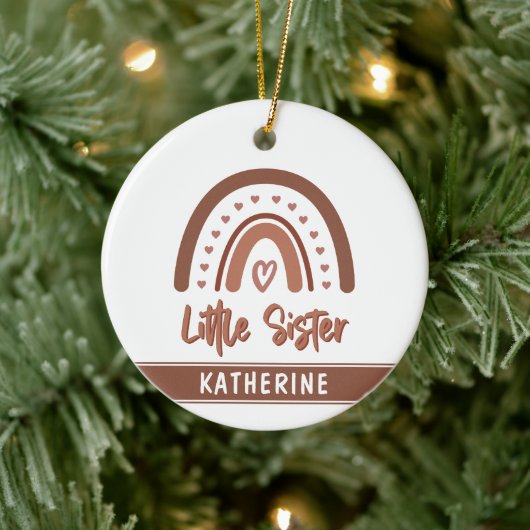 Aangepaste boho Little Sister Rainbow Matching Keramisch Ornament (Boom)