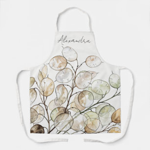 Aangepaste Boho Lunaria Waterverf Botanische Bloem Schort