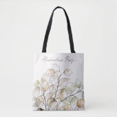 Aangepaste Boho Lunaria Waterverf Botanische Bloem Tote Bag (Voorkant)