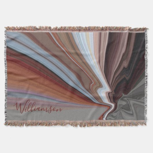 Aangepaste Boho Marmer Waterverf Herfst Strepen Aa Deken (Voorkant)