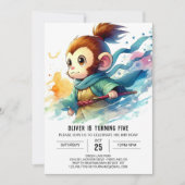 Aangepaste Boho Monkey Verjaardag Kaart (Voorkant)
