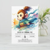 Aangepaste Boho Monkey Verjaardag Kaart (Staand voorkant)