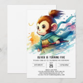 Aangepaste Boho Monkey Verjaardag Kaart (Voorkant / Achterkant)