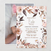 Aangepaste Boho Natuur Wildflower Foto Baby shower Kaart (Voorkant / Achterkant)