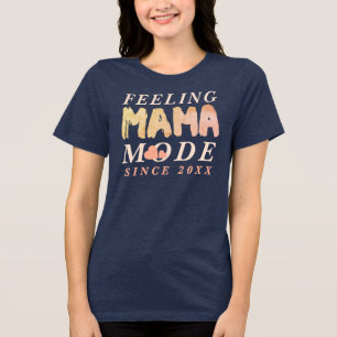 Aangepaste Boho Nieuwe Mama Quote Sinds Jaar Hart  Tri-Blend Shirt