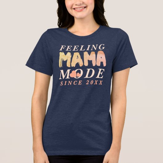 Aangepaste Boho Nieuwe Mama Quote Sinds Jaar Hart  Tri-Blend Shirt (Voorkant)